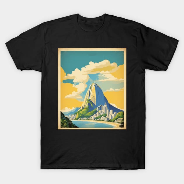 Sugar Loaf Rio de Janeiro Brazil Vintage Tourism Travel Poster Art T-Shirt by TravelersGems